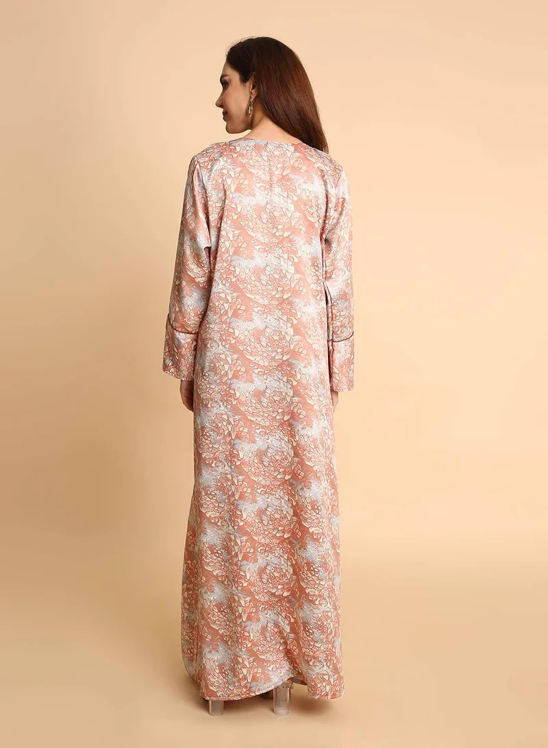 HANA & SARA Womens Trendy Unique Printed Arabic Jalabiya Dress